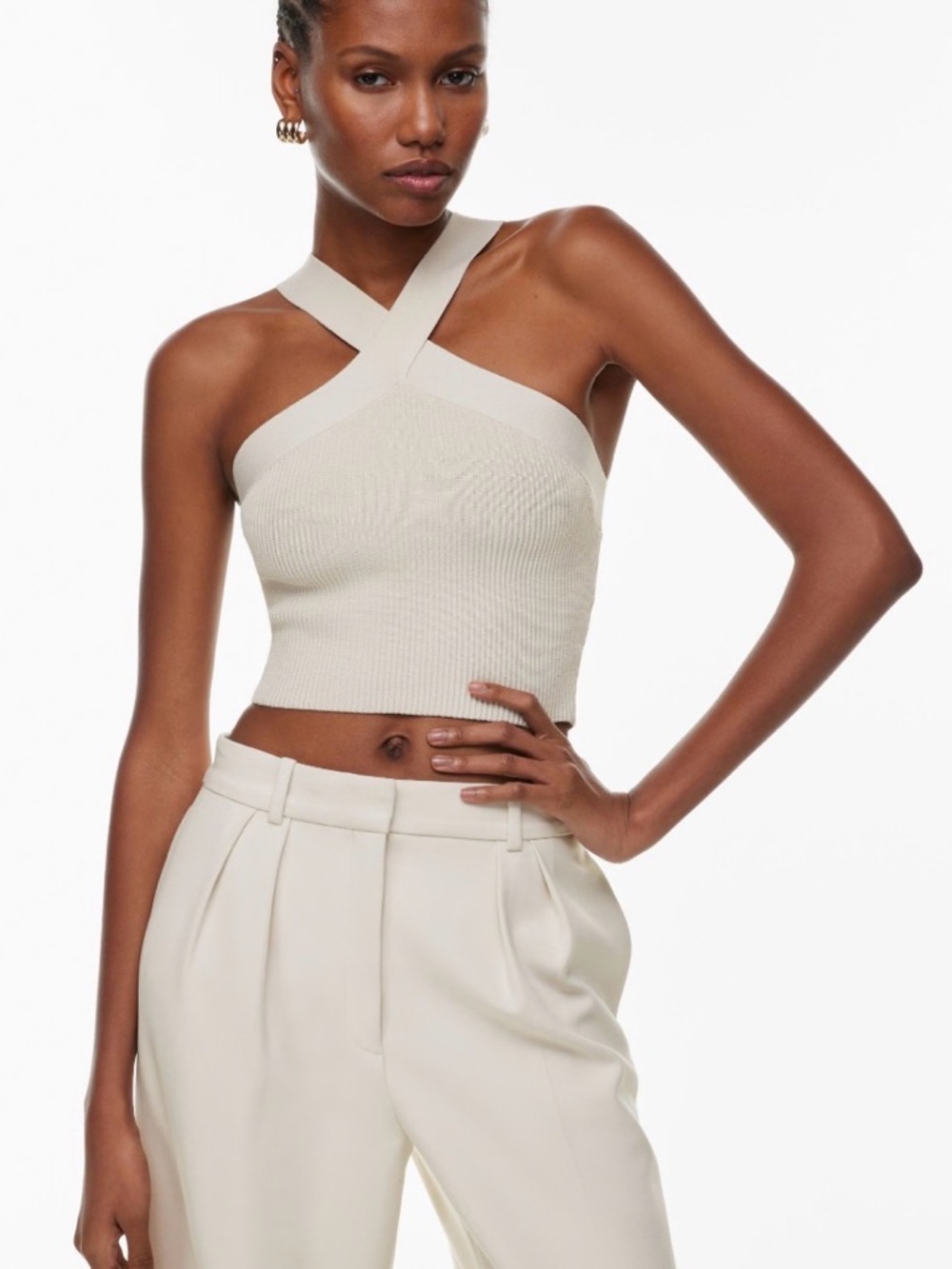 Aritzia Babaton Sculpt Knit Cross Top